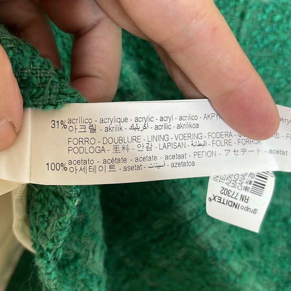 ZARA Green Tweed Textured Double Breasted Blazer Small - Picture 6 of 7